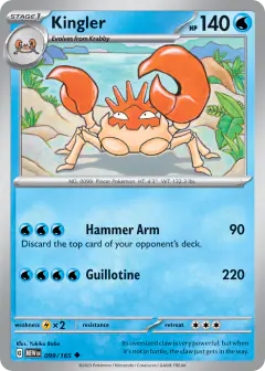 Kingler Uncommon card from 151