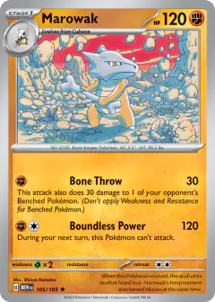 Marowak Rare card from 151