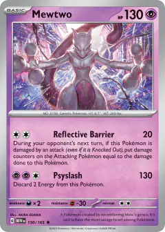 Mewtwo Rare card from 151