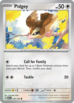 Pidgey Common card from 151