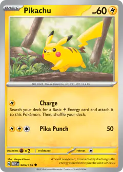 Pikachu Common card from 151
