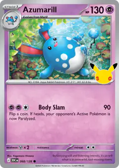 Azumarill Common card from 30th Celebration