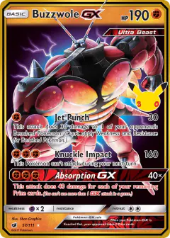 Buzzwole-GX Rare Holo GX card from 30th Celebration