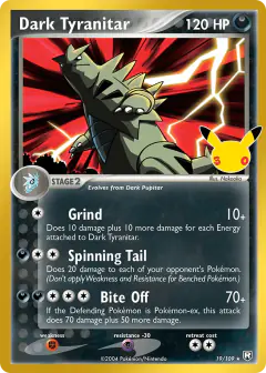 Dark Tyranitar Rare card from 30th Celebration