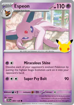 Espeon Common card from 30th Celebration