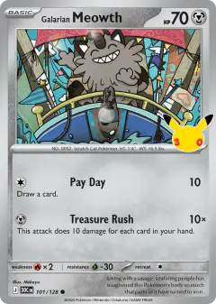 Galarian Meowth Common card from 30th Celebration