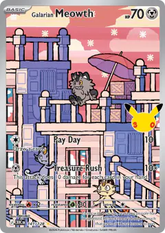 Galarian Meowth Illustration Rare card from 30th Celebration
