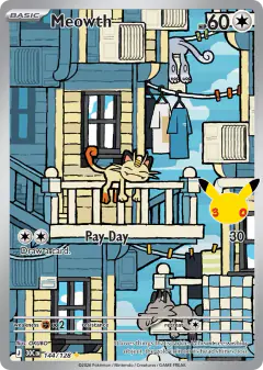 Meowth Illustration Rare card from 30th Celebration