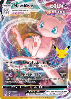 Mew VMAX Rare Holo VMAX card from 30th Celebration