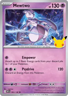 Mewtwo Rare card from 30th Celebration
