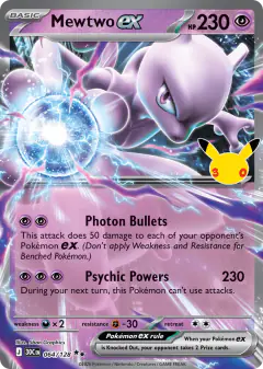 Mewtwo ex Double Rare card from 30th Celebration