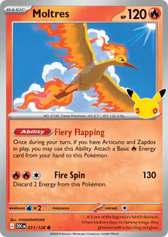 Moltres Common card from 30th Celebration