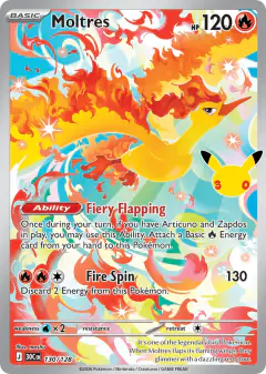 Moltres Illustration Rare card from 30th Celebration