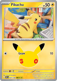 Pikachu Pikachu Rare card from 30th Celebration