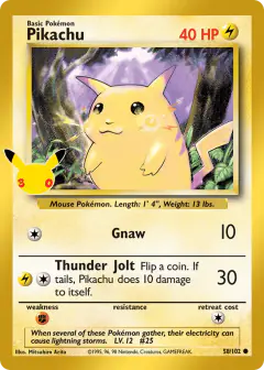 Pikachu Common card from 30th Celebration