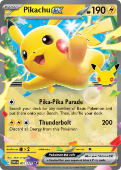 Pikachu ex Double Rare card from 30th Celebration