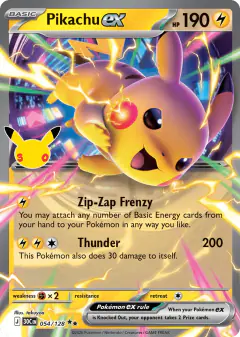 Pikachu ex Double Rare card from 30th Celebration