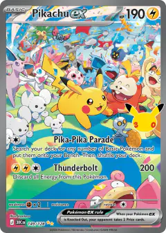 Pikachu ex Special Illustration Rare card from 30th Celebration