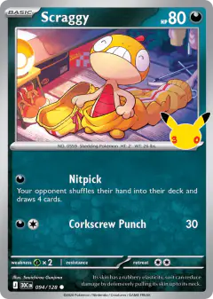 Scraggy Common card from 30th Celebration