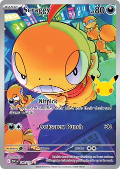 Scraggy Illustration Rare card from 30th Celebration