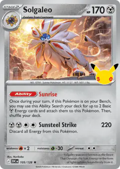 Solgaleo Rare card from 30th Celebration