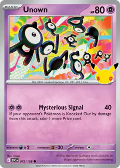 Unown Common card from 30th Celebration