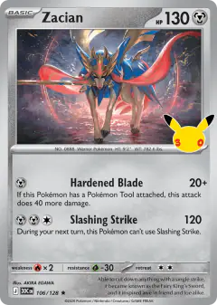 Zacian Rare card from 30th Celebration