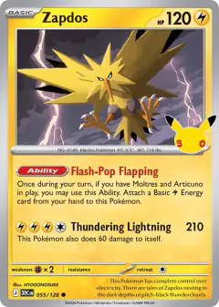 Zapdos Common card from 30th Celebration