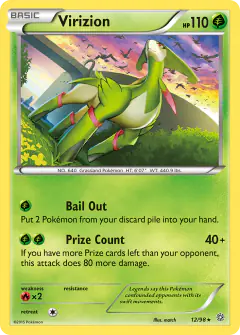 Virizion Rare Holo card from Ancient Origins