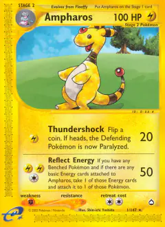 Ampharos Rare card from Aquapolis