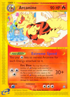 Arcanine Rare card from Aquapolis