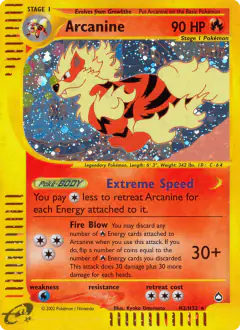Arcanine Rare Holo card from Aquapolis