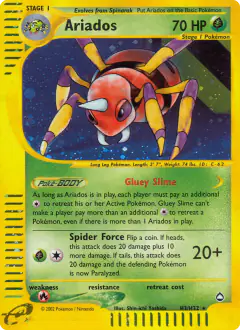 Ariados Rare Holo card from Aquapolis