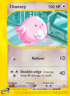 Chansey Common card from Aquapolis