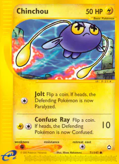 Chinchou Common card from Aquapolis