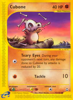 Cubone Common card from Aquapolis