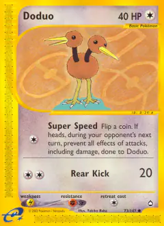 Doduo Common card from Aquapolis