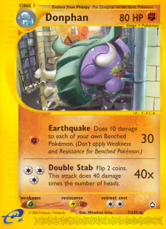 Donphan Rare card from Aquapolis