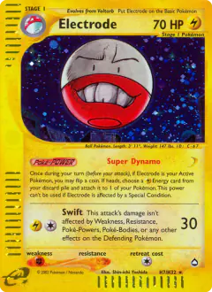 Electrode Rare Holo card from Aquapolis