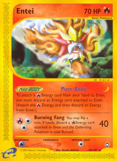 Entei Rare card from Aquapolis
