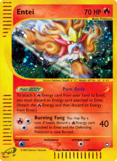 Entei Rare Holo card from Aquapolis