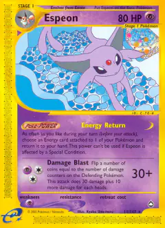 Espeon Rare card from Aquapolis