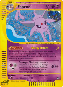 Espeon Rare Holo card from Aquapolis
