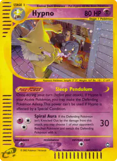 Hypno Rare Holo card from Aquapolis