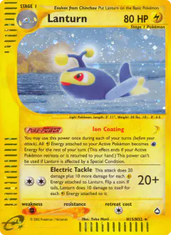 Lanturn Rare Holo card from Aquapolis