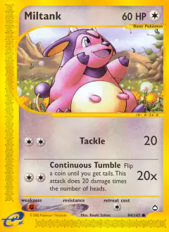 Miltank Common card from Aquapolis