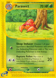 Parasect Rare card from Aquapolis