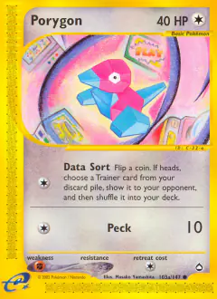 Porygon Common card from Aquapolis