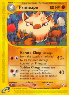 Primeape Rare card from Aquapolis