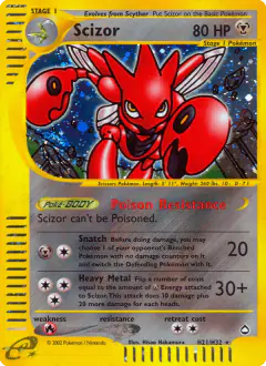 Scizor Rare Holo card from Aquapolis
